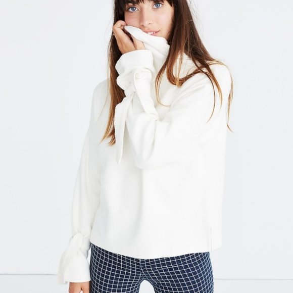 Madewell Sweaters - Madewell Mockneck Tie-cuff Sweater Cream Women Size Large New